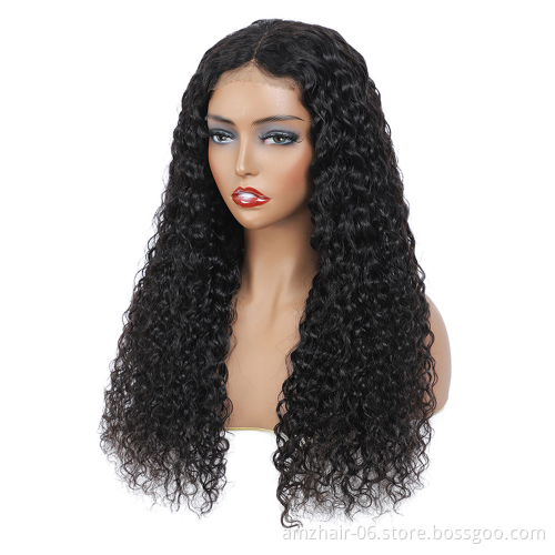 Wholesale Mink Brazilian Human 10A Virgin Cuticle Aligned Raw Hair  4X4 Lace Closure Frontal Water Wave Wig 2021 Trending Style